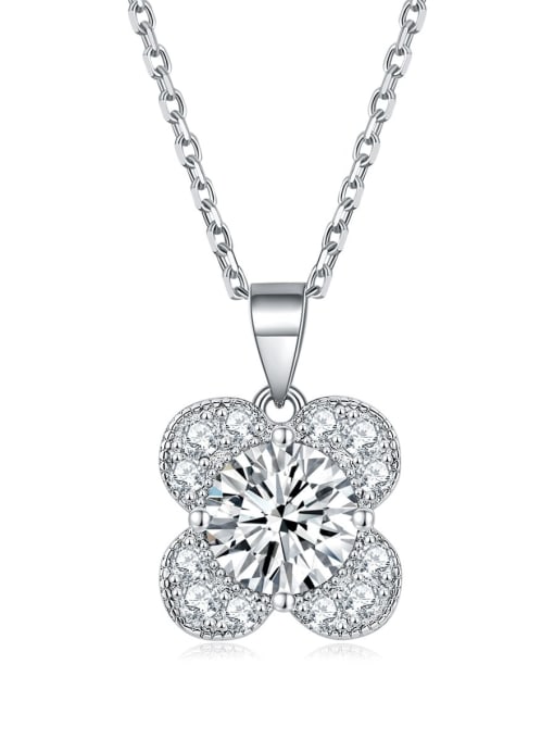 White [April] 925 Sterling Silver Birthstone Flower Dainty Necklace